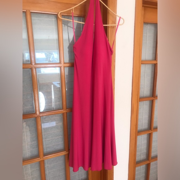 Pink magenta halter dress as new size 4, roomy Ralph Lauren . Lined. - Picture 3 of 8